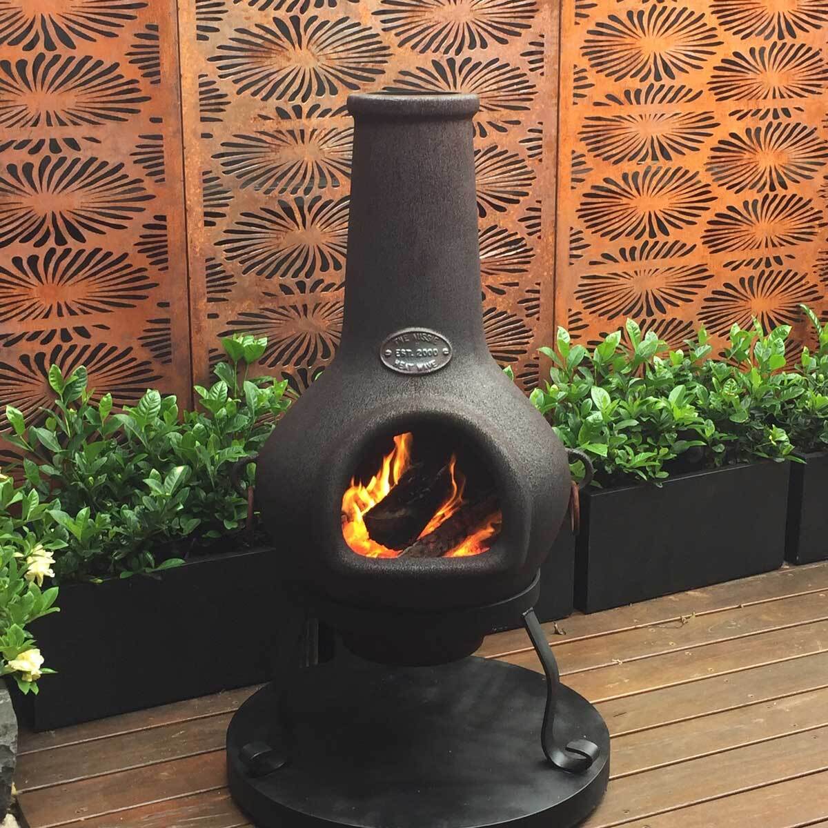 Cast Iron Chiminea Classic Style, Chiminea Fire Pit Pizza Oven