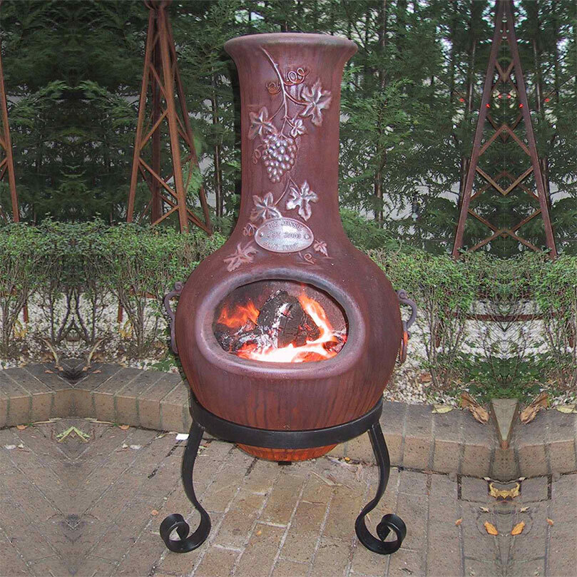 Aussie Heatwave Grape Vine Style Cast Iron Chiminea