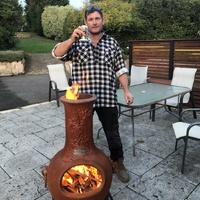 Aussie Heatwave - Cast Iron Chiminea - Grape Vine Style 