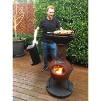 Chiminea BBQ & Pizza Oven Attachment - Black wrought iron