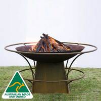 Wok Style Fire Pit With Tapered Base & Rails