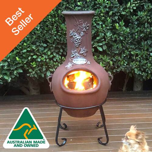 AUSSIE MADE - Thick Cast Iron -10yr Warranty  - "Aussie Heatwave - Grape Style Chiminea"