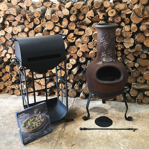 Aussie Heatwave - Cast Iron Chiminea - Grape Vine Style - Value Pack Save $200