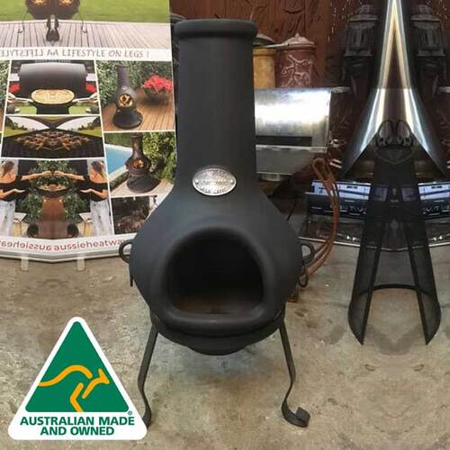 AUSSIE MADE - Thick Aluminium  -10yr Warranty - "Aussie Heatwave - Classic  - Black Alloy Chiminea "