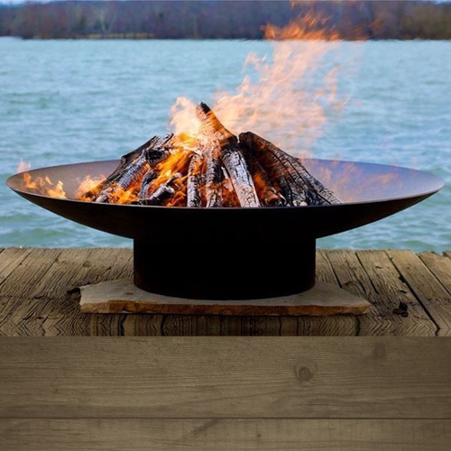 Shallow Cast Iron Fire Pit With Ring Base